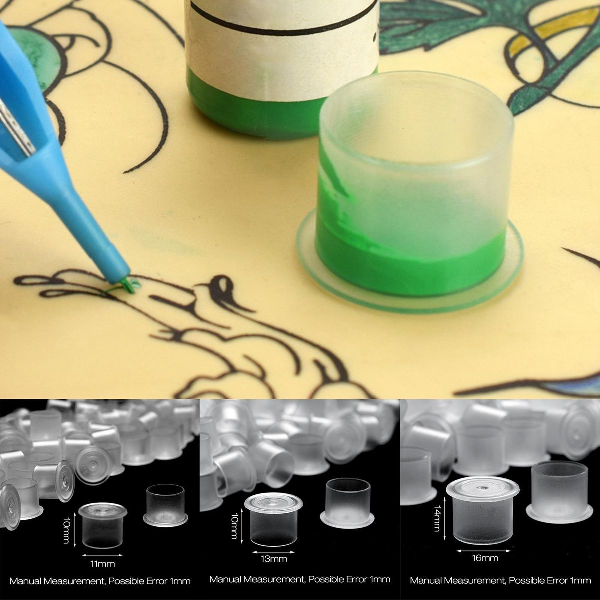 Gazechimp   Ink Cups Cap Free Standing S 100pcs