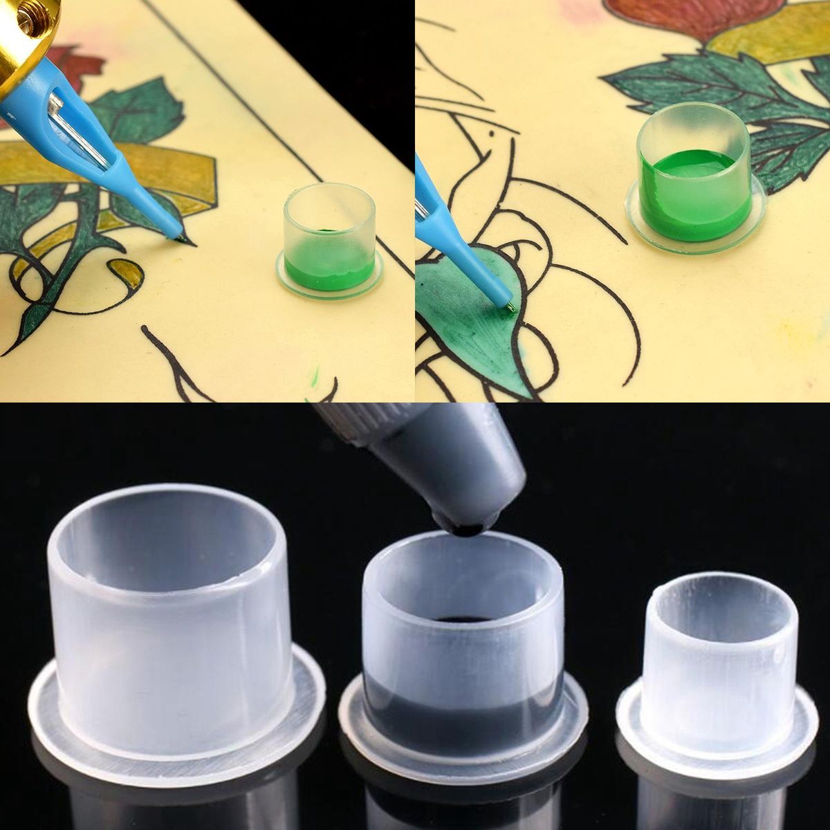 Gazechimp   Ink Cups Cap Free Standing S 100pcs