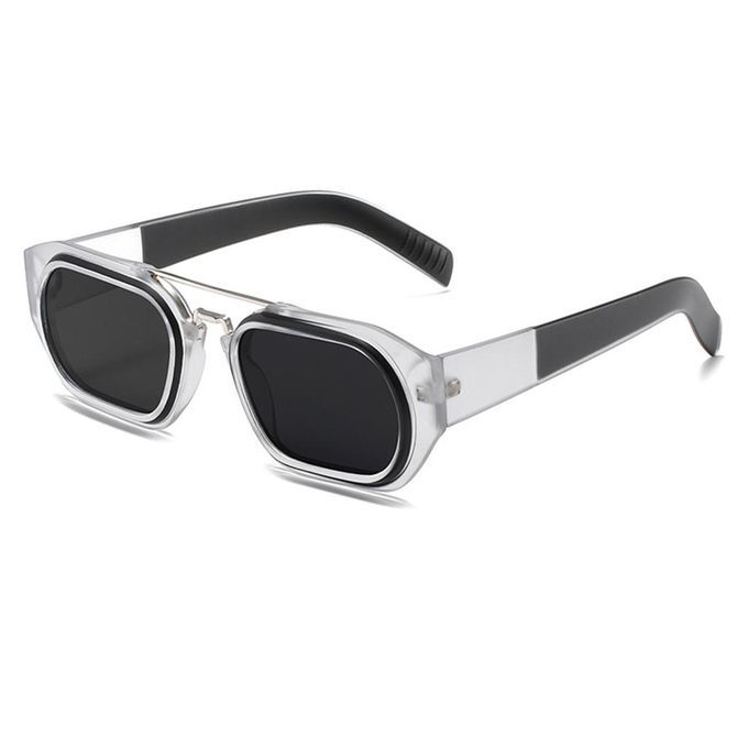 Trendy Shape Beam Rectangle Sun Glasses Traveling Vacation Black Gray