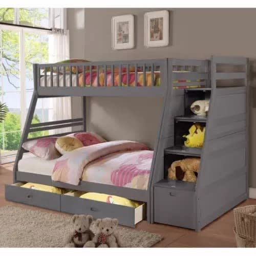 Walter Twin Over Full Bunk Bed With Drawers Grey