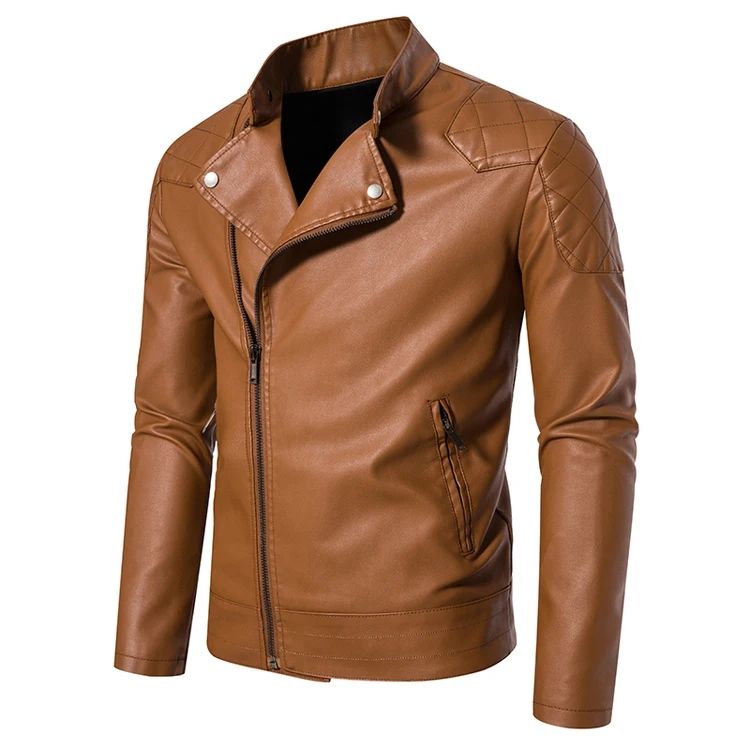 Men's Warm And Windproof Leather Jacket-Brown