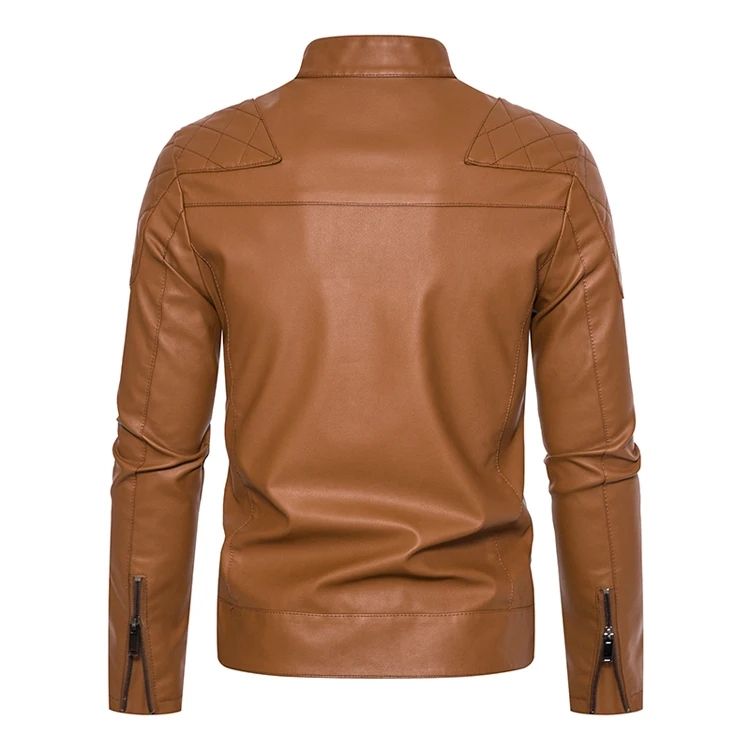 Men's Warm And Windproof Leather Jacket-Brown