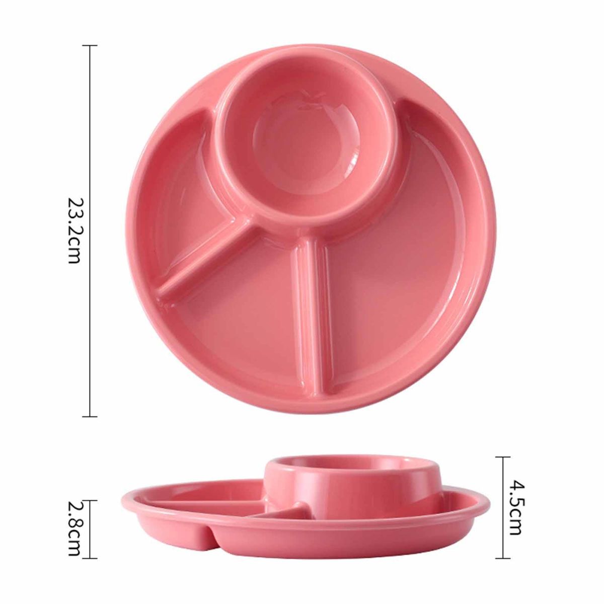 Food Plate 4 Grids Baby Feeding Plate Pink