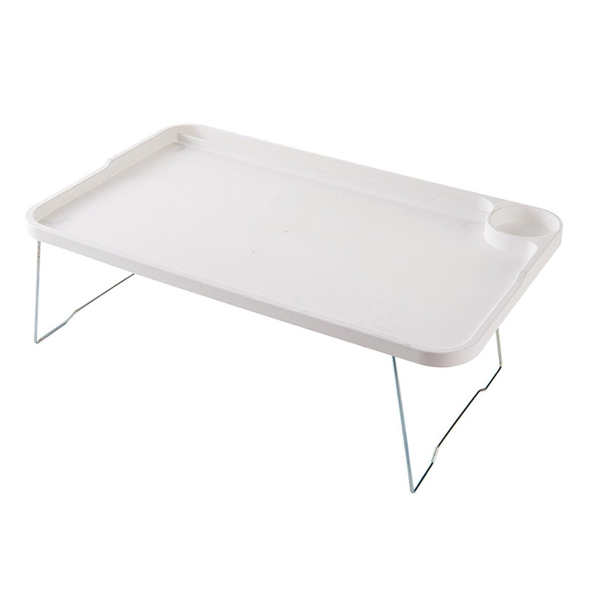 Portable Folding Laptop Table with Cup Holder Non-slip for Students White