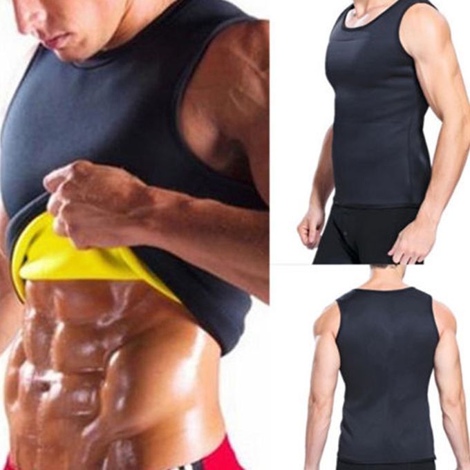 MT Sleeveless Slimming Belly Men Vest Body Shaper Abdomen   Burning Shaperwear-black & Yellow-L