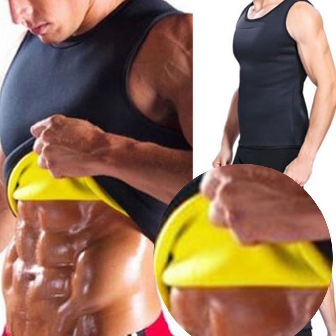 MT Sleeveless Slimming Belly Men Vest Body Shaper Abdomen   Burning Shaperwear-black & Yellow-L