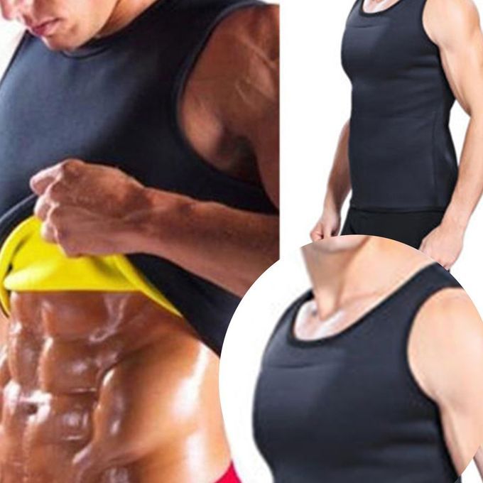 MT Sleeveless Slimming Belly Men Vest Body Shaper Abdomen   Burning Shaperwear-black & Yellow-L
