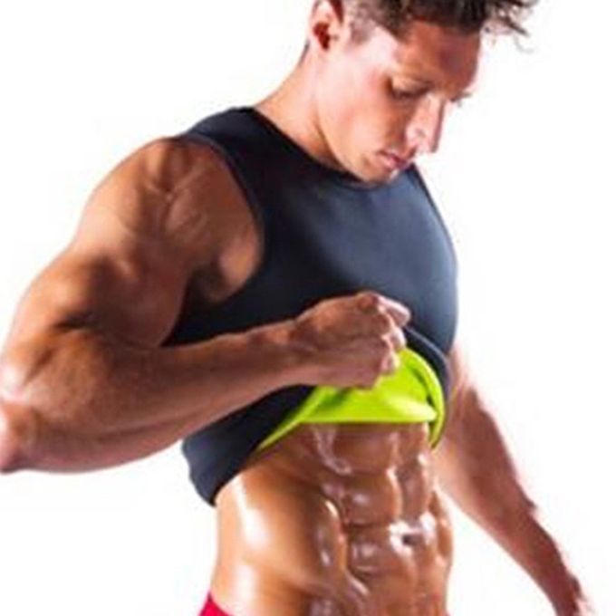 MT Sleeveless Slimming Belly Men Vest Body Shaper Abdomen   Burning Shaperwear-black & Yellow-L