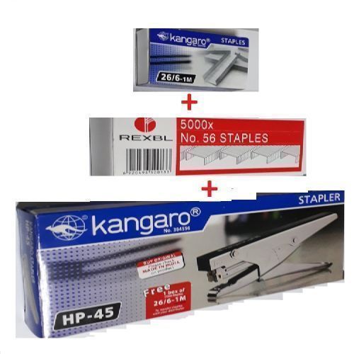 45 Stapler(+Free Boxes Of 5000+1000 Staple Pins) - Silver