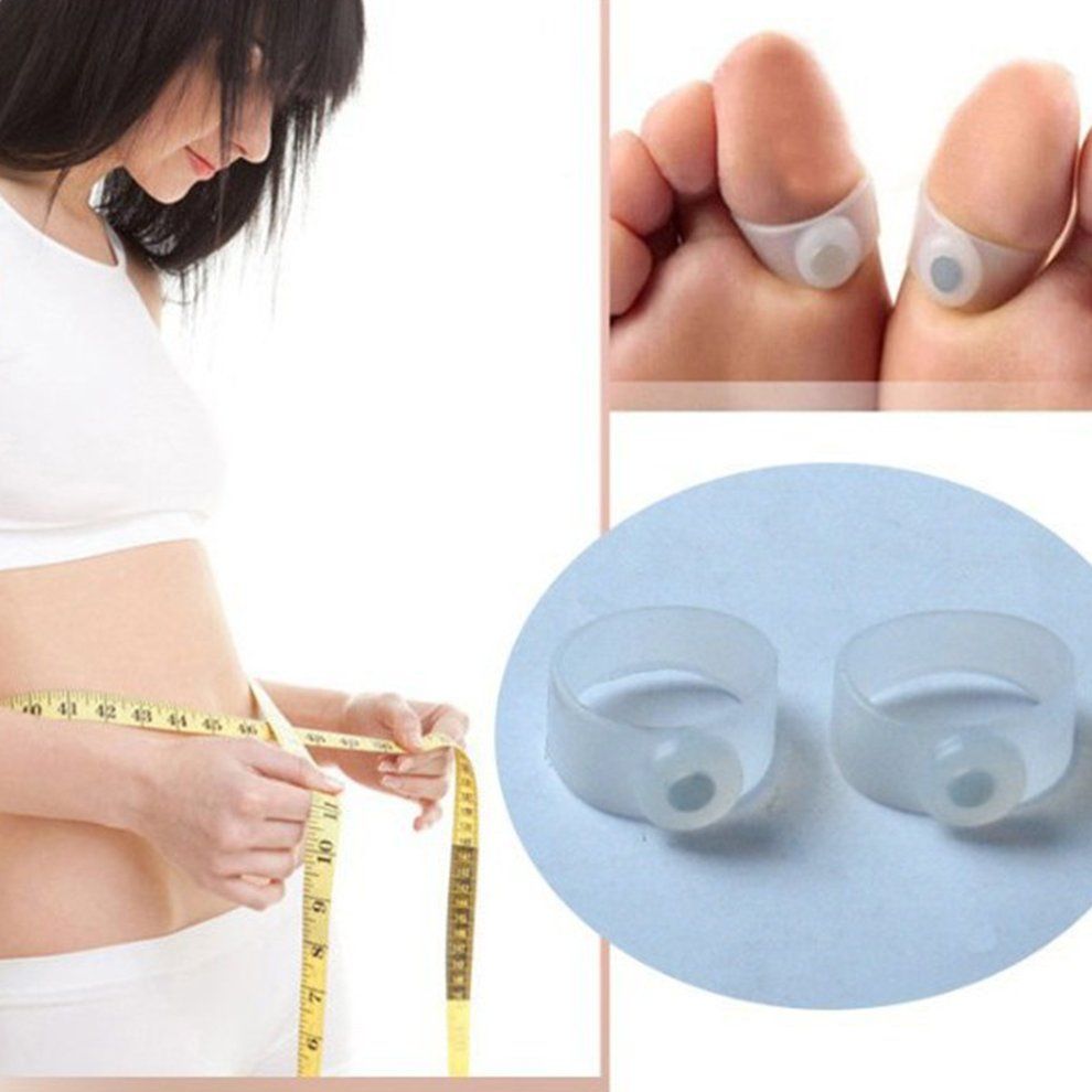1 Pair Slimming Silicone Foot Massage Magnetic Toe Ring   Weight Loss Health-White