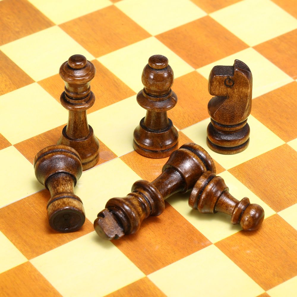 Wooden Chess Set With Folding Chessboard Backgammon Checkers
