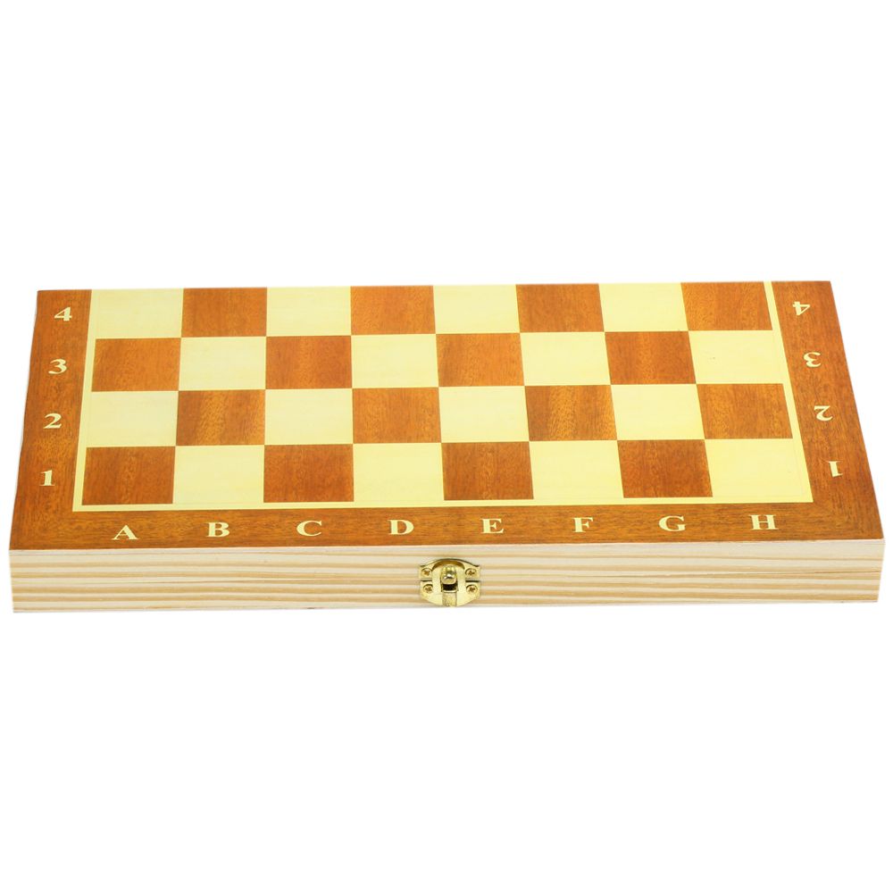Wooden Chess Set With Folding Chessboard Backgammon Checkers