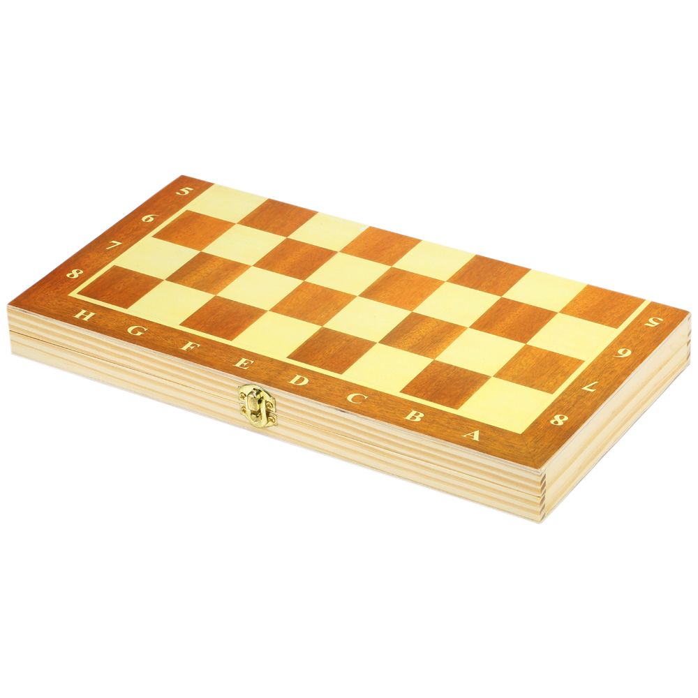 Wooden Chess Set With Folding Chessboard Backgammon Checkers