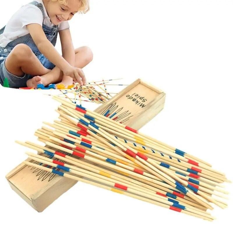 Pickup Sticks Wooden Thin Pickup Sticks Game 31 Pieces Tabletop Game Funny Development Learning Toys Parent-Child Interaction