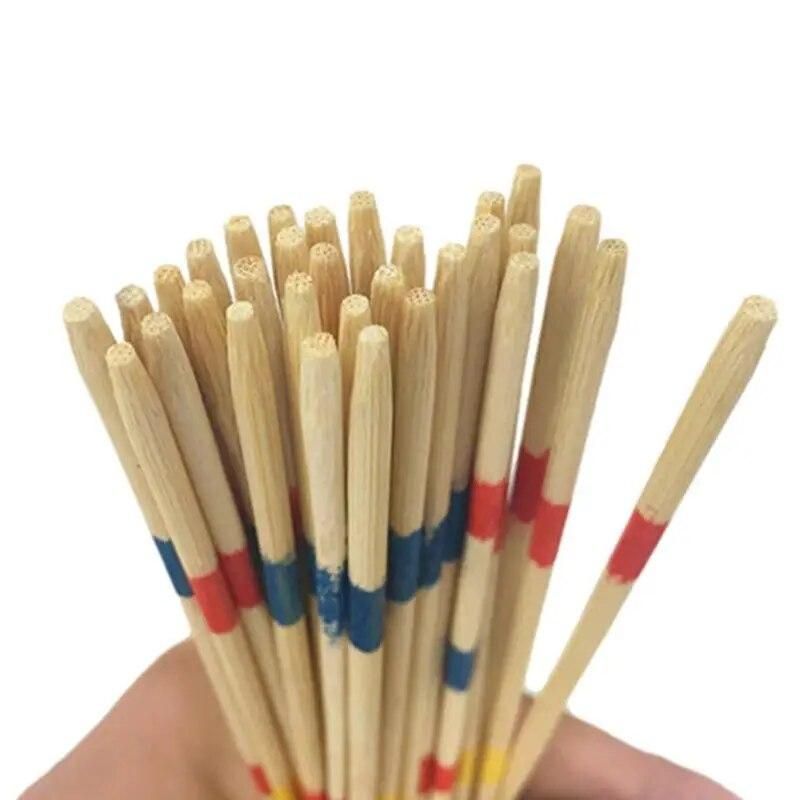 Pickup Sticks Wooden Thin Pickup Sticks Game 31 Pieces Tabletop Game Funny Development Learning Toys Parent-Child Interaction