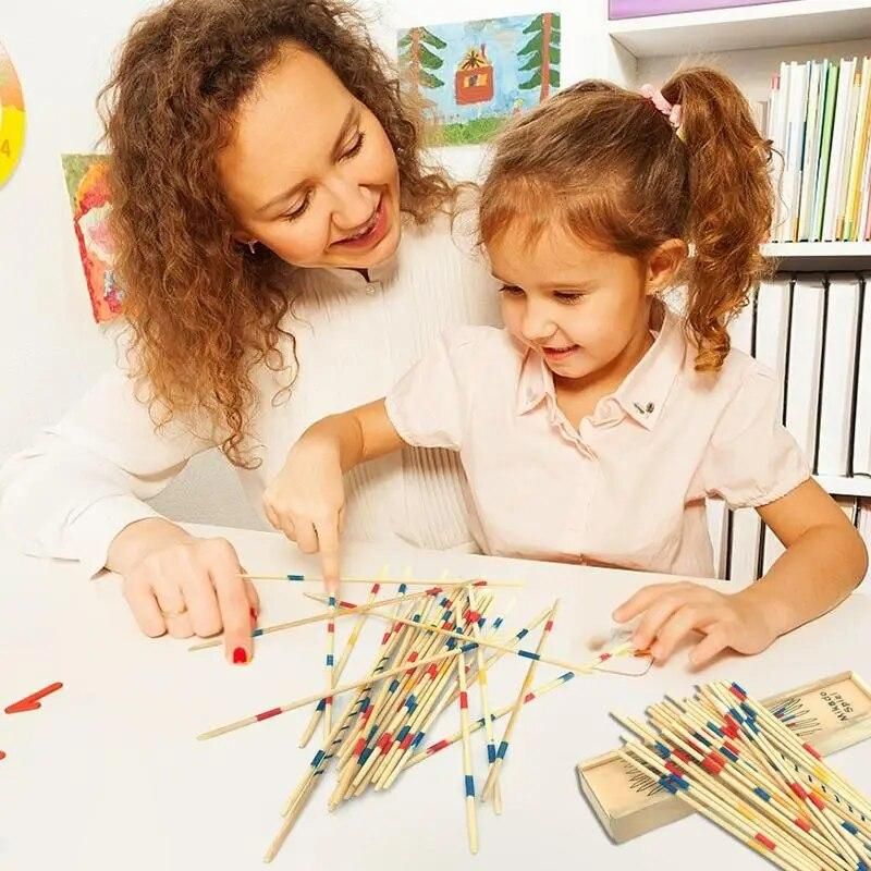 Pickup Sticks Wooden Thin Pickup Sticks Game 31 Pieces Tabletop Game Funny Development Learning Toys Parent-Child Interaction