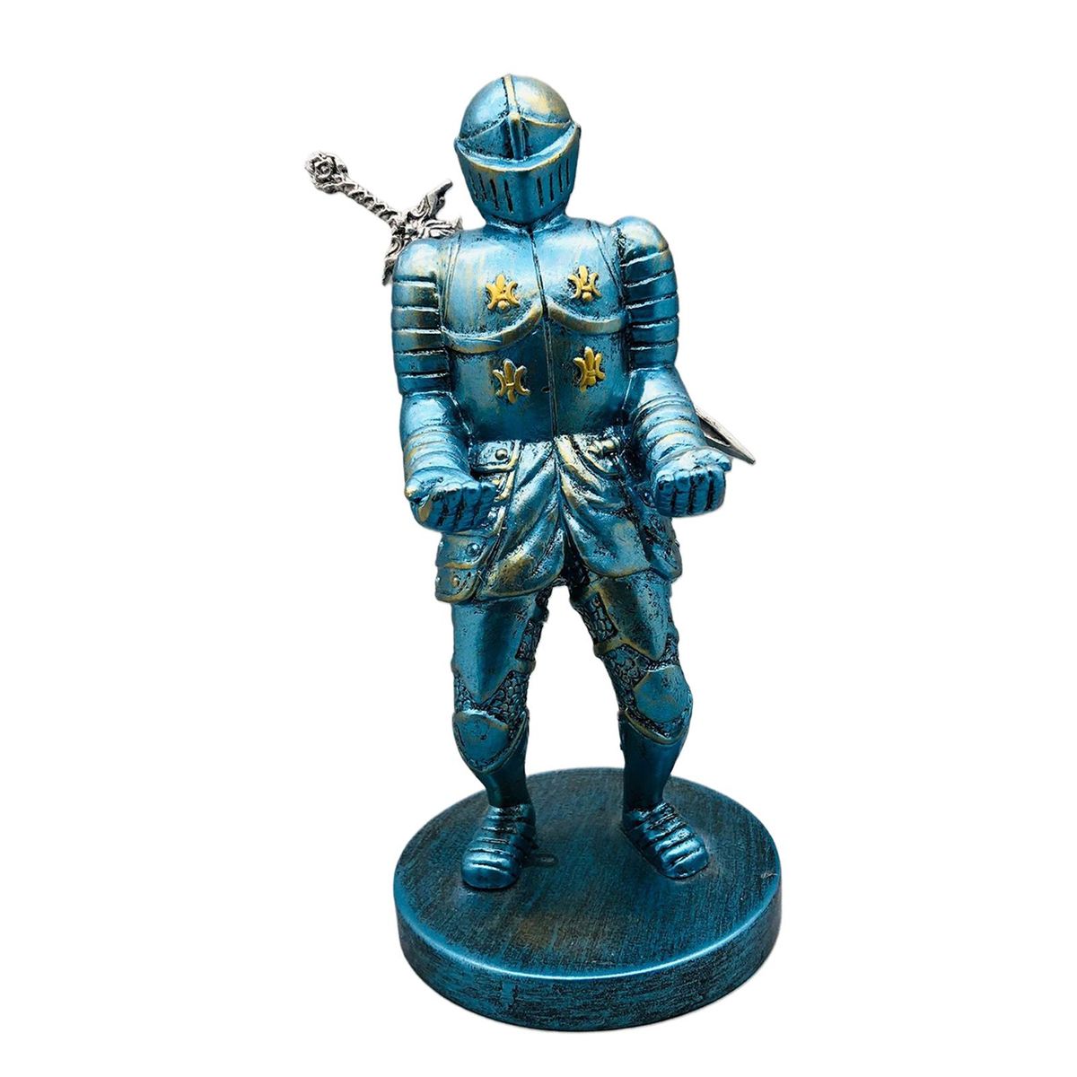 Retro Creative Knight Pen Holder Electroplating Blue