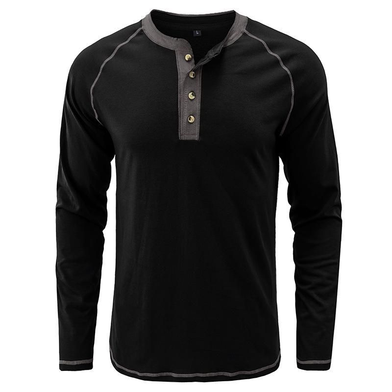 Men's Top Pure Cotton Solid Henry Neck T-shirt