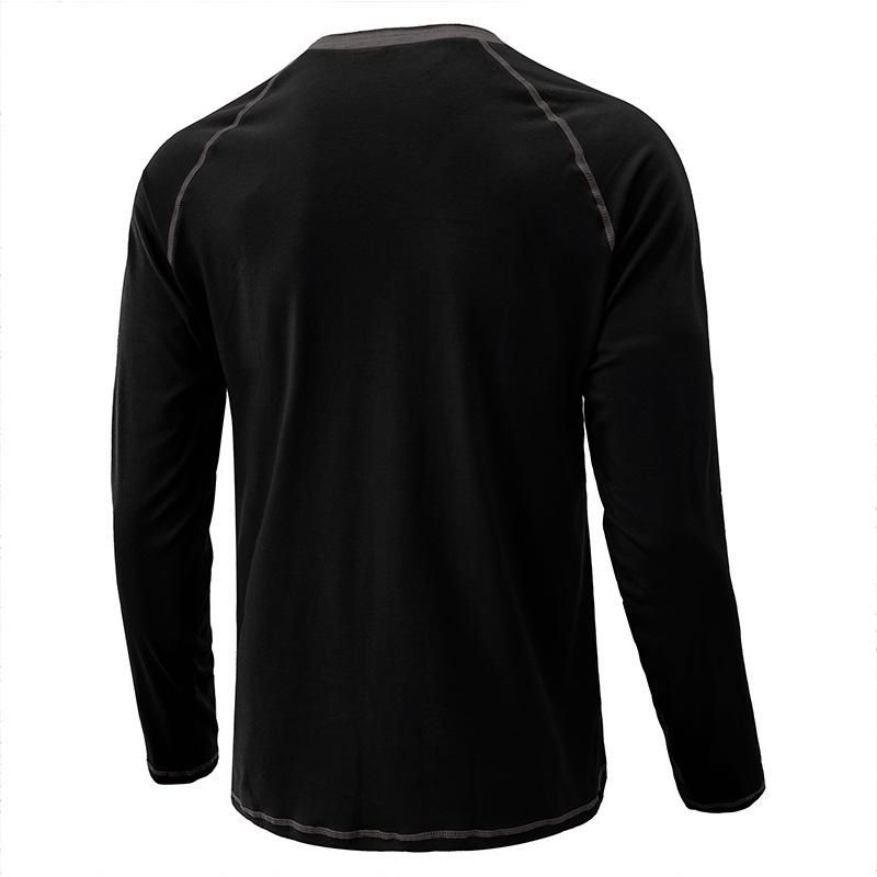 Men's Top Pure Cotton Solid Henry Neck T-shirt