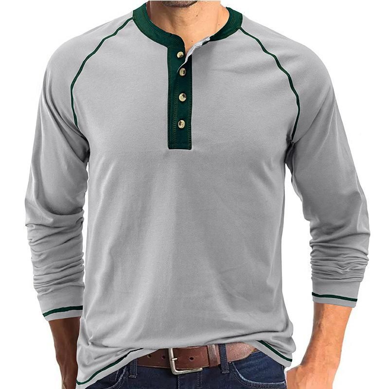 Men's Top Pure Cotton Solid Henry Neck T-shirt