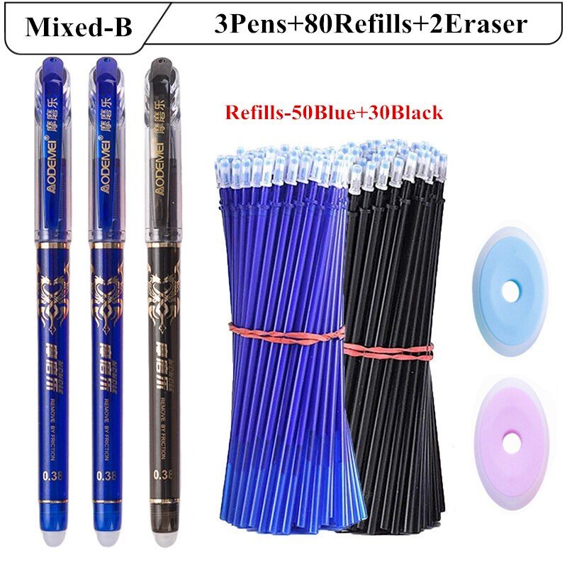 85Pcs/Set Erasable Pen Set 0.38mm Student Writing Stationery For School Office