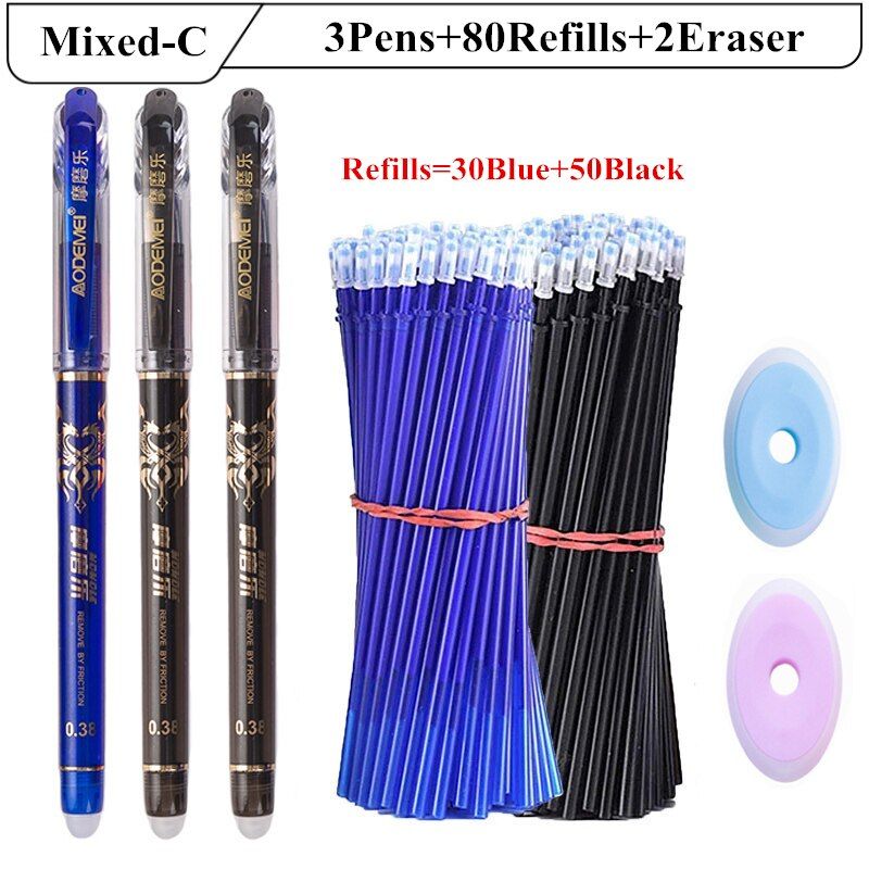 85Pcs/Set Erasable Pen Set 0.38mm Student Writing Stationery For School Office