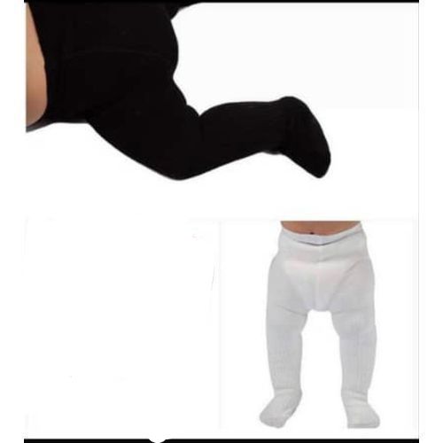 Girls Plain Tight/Socks - White & Black(2pcs)