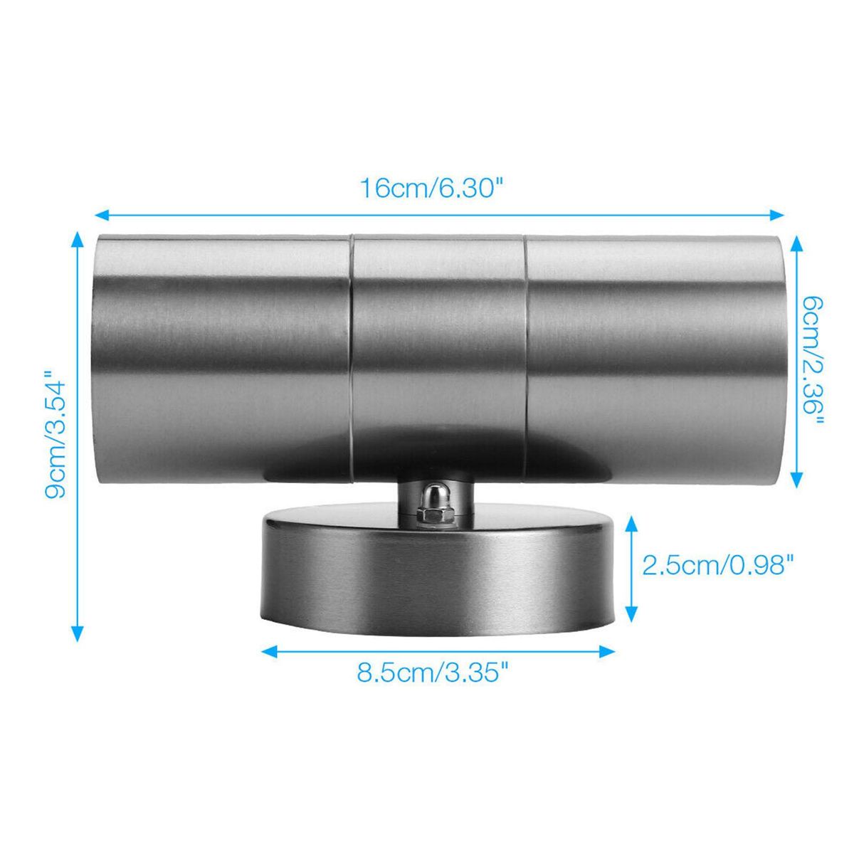 2Pcs Stainless Steel Double-head Up & Down Wall Lamps Indoor Outdoor Warm Light GU10 Bulb IP65 Lamps