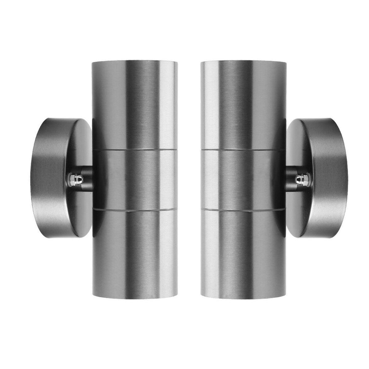2Pcs Stainless Steel Double-head Up & Down Wall Lamps Indoor Outdoor Warm Light GU10 Bulb IP65 Lamps