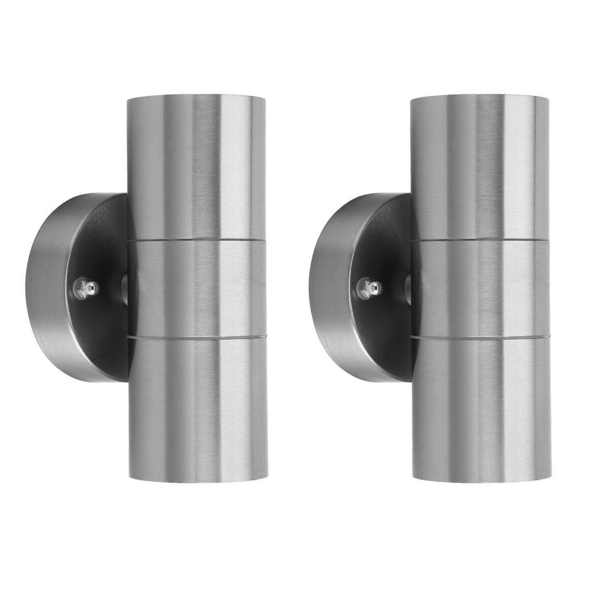 2Pcs Stainless Steel Double-head Up & Down Wall Lamps Indoor Outdoor Warm Light GU10 Bulb IP65 Lamps