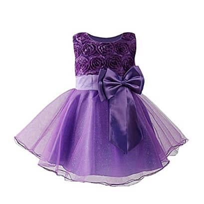 Girls Sequins Sleeveless Princess Bowknot Party Dress