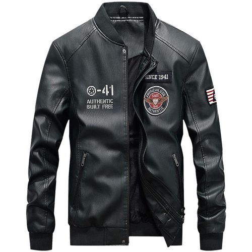 Men's Leather Weather Jacket - Casual/Business Men Leather Jacket -Black