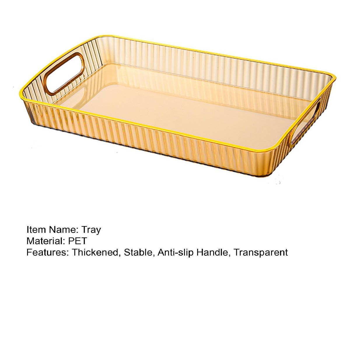 Stationery Organizer Tray Transparent Thickened Serving Tray for Tea Golden
