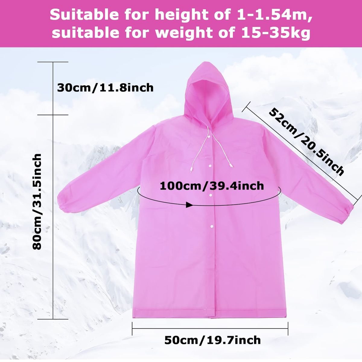 Windproof  Children's Raincoat -white