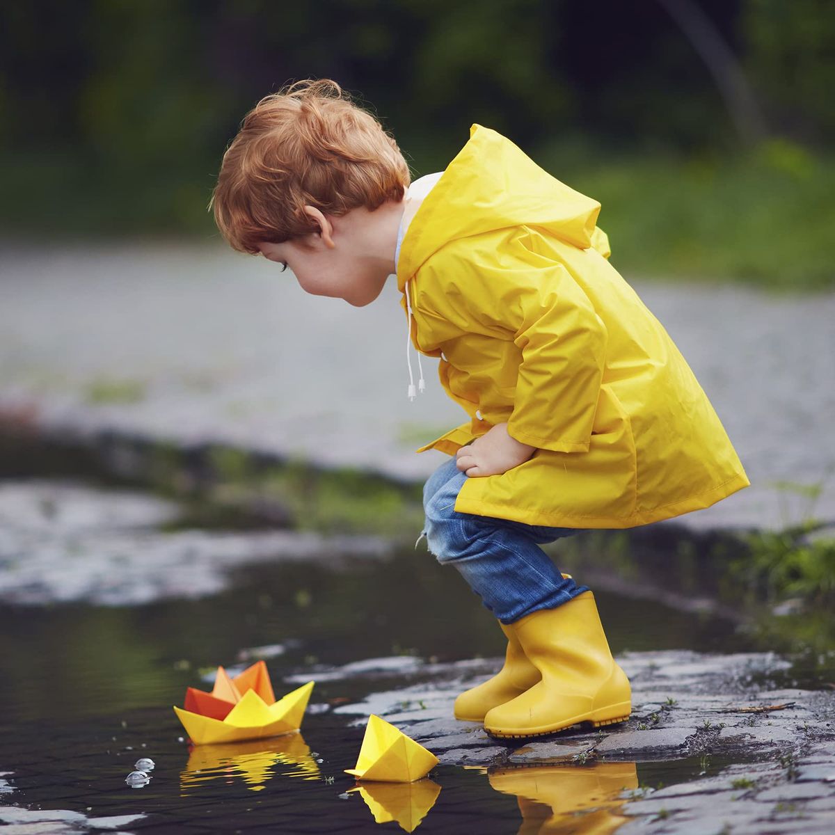 Windproof  Children's Raincoat -white