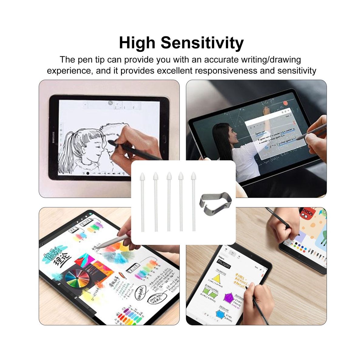 10Pcs Touch Stylus Tips Nibs with Metal Clip for Samsung
