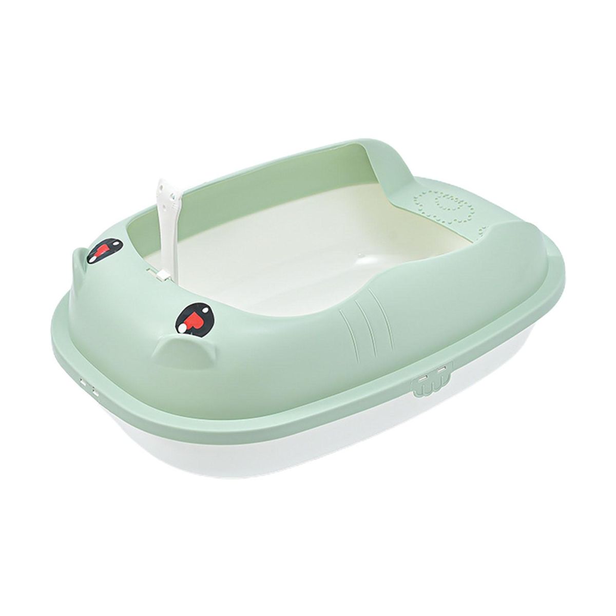 1 Set Cat Toilet Tray Pet Cat Litter Pan with Litter Shovel Yellow Green