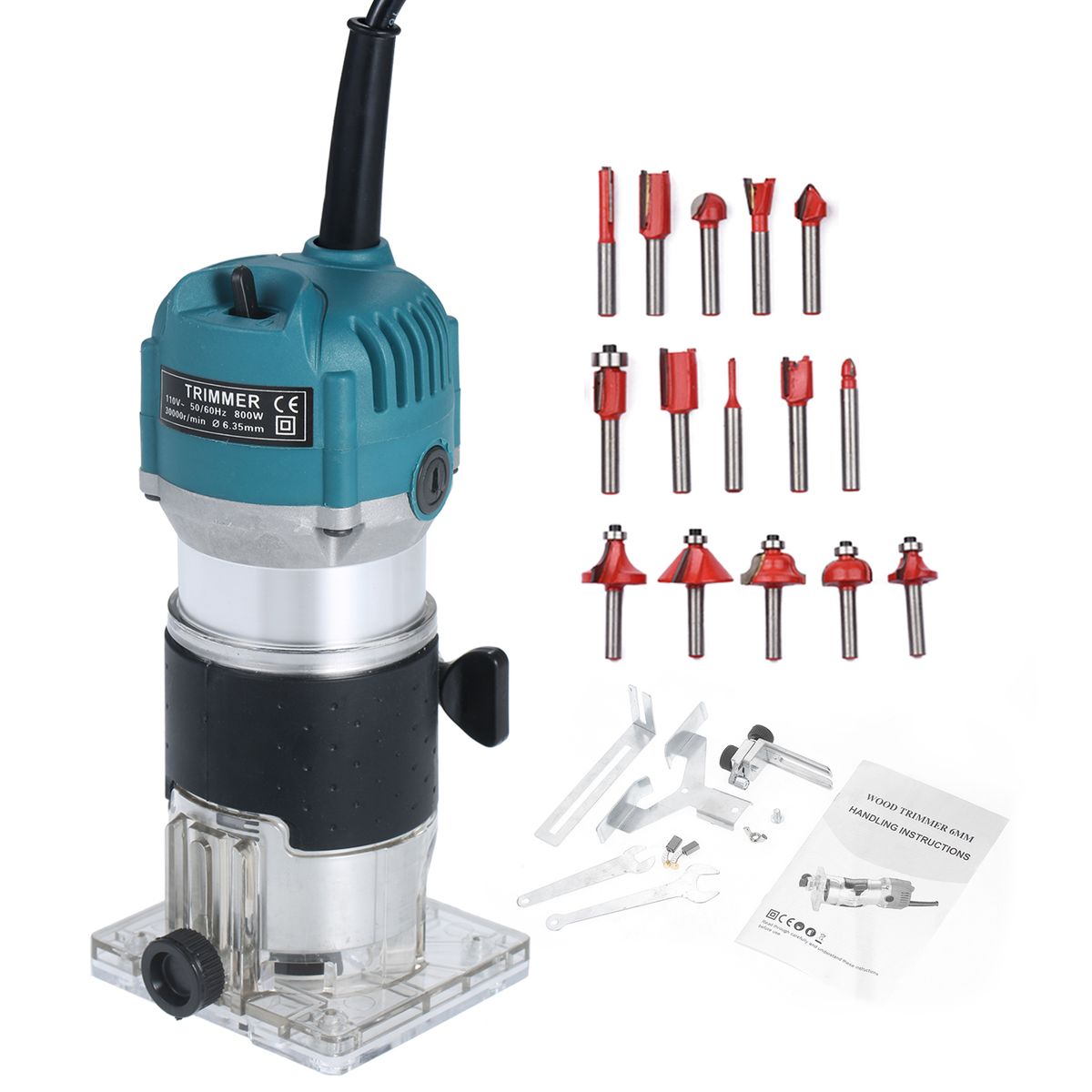800W Compact Wood Router Tool  Set 220V Electric Trimmer