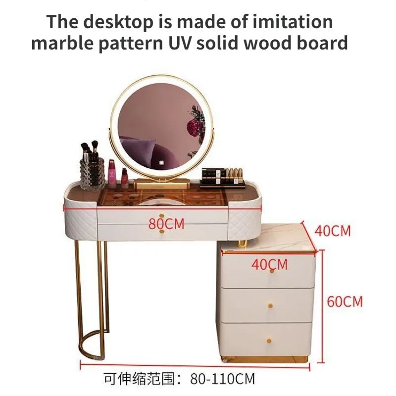 Imported Vanity Dressing Table With Drawers, Led Lights