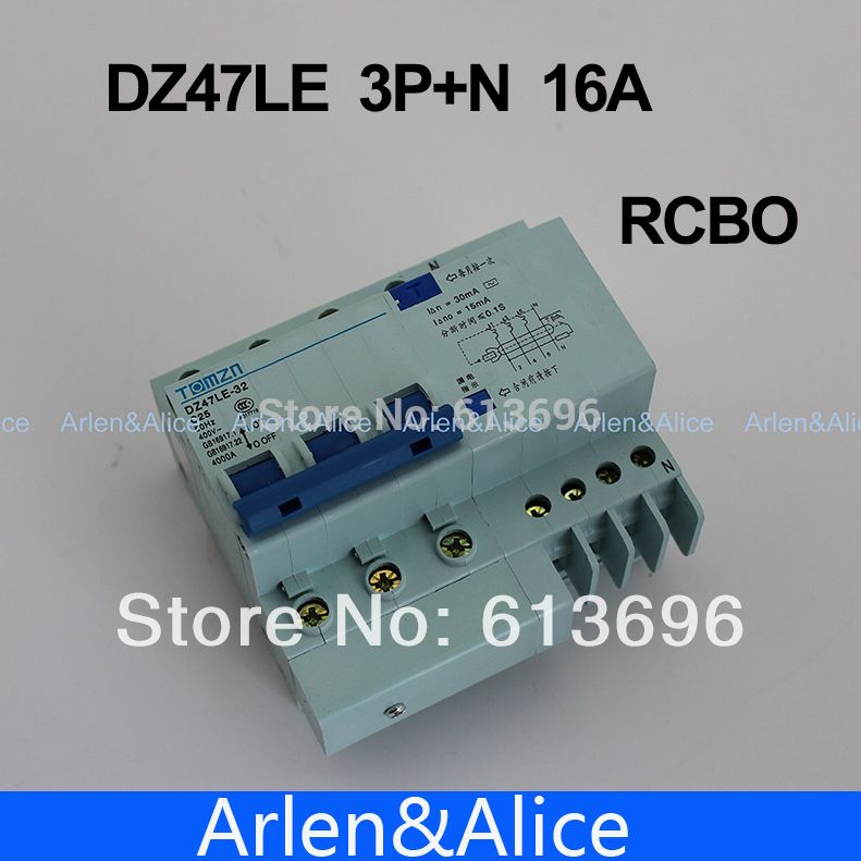 16A Circuit 3P+N DZ47LE Residual 400V~ 50HZ Current 60HZ