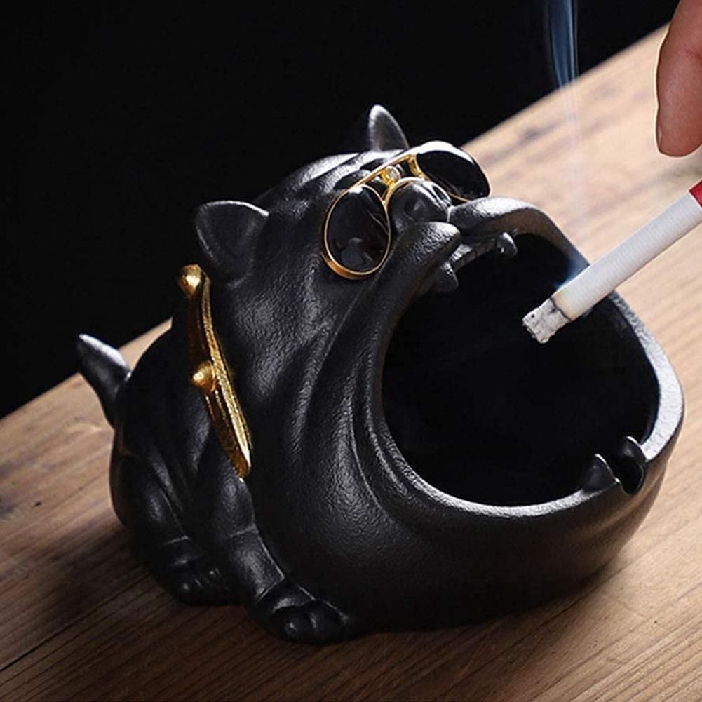 Outdoor Ashtray for s Ceramic Ash Tray for Weed Fancy Ash Holder of Black Bully Dog Birthday Gift for Men