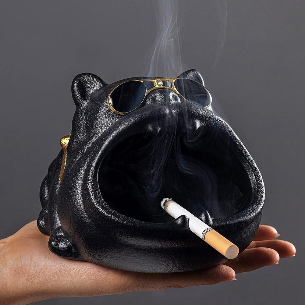 Outdoor Ashtray for s Ceramic Ash Tray for Weed Fancy Ash Holder of Black Bully Dog Birthday Gift for Men