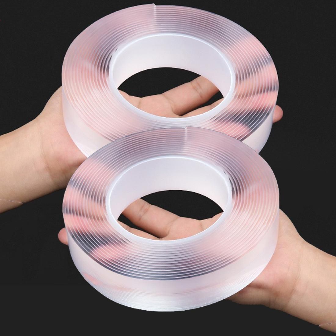 1mm Thick Double-Sided Tape Nano Mounting Tape Removable Clear Wall Tape 2 Rolls