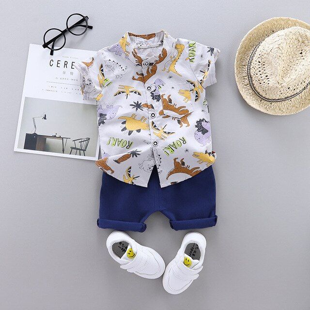 Baby Summer Set Short Sleeve Shirt Pants Kid Toddler Outfit