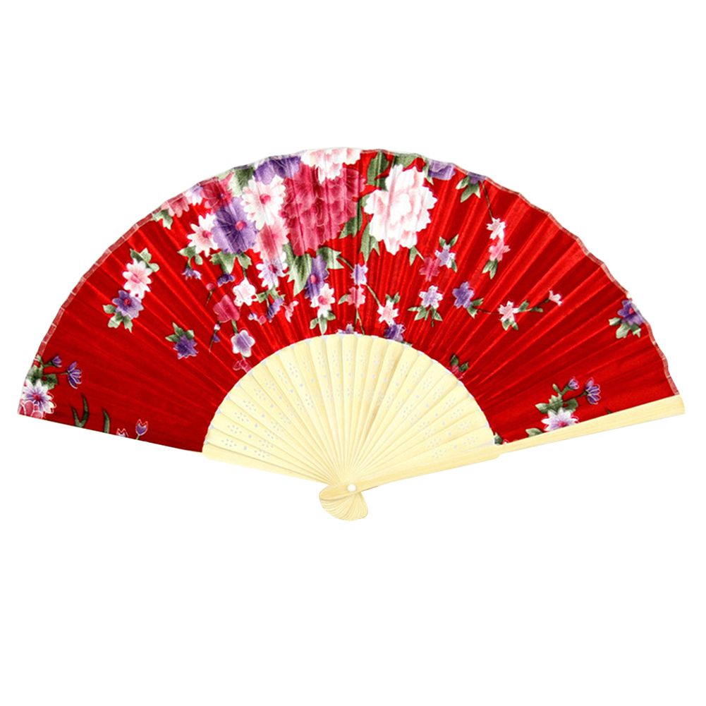 Chinese Classical Floral Printed Hand Held Folding Fan-