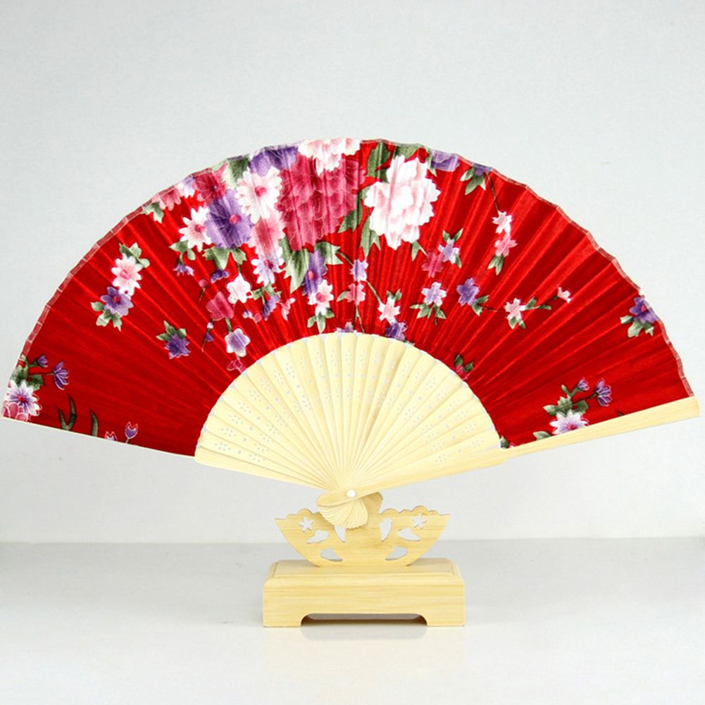 Chinese Classical Floral Printed Hand Held Folding Fan-