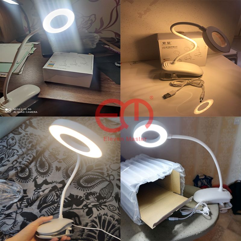 8W Desk Lamp USB Rechargeable Table Lamp With Clip Bed