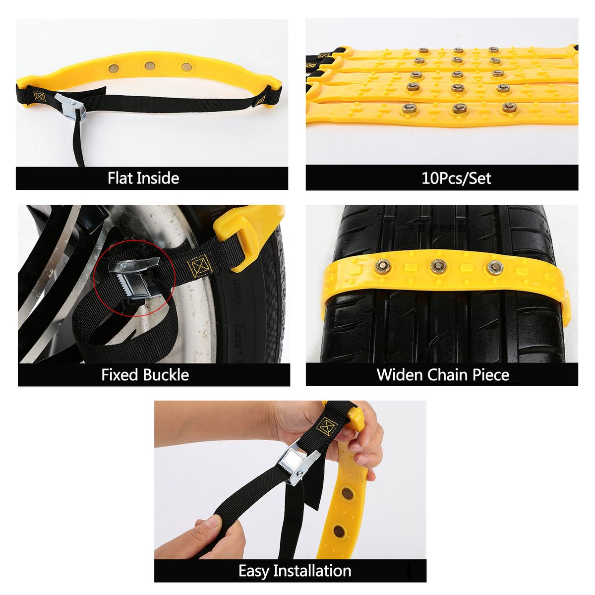 10Pcs Car Tire Snow Chains Wear-resistant Non-slip Low