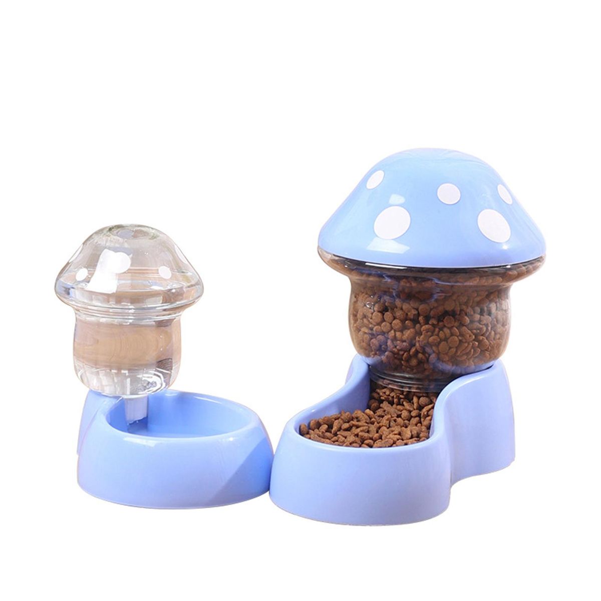 1 Set Pet Food Feeder Mushroom Shape Pet Cat Dog Pet Feeder Dispenser Blue