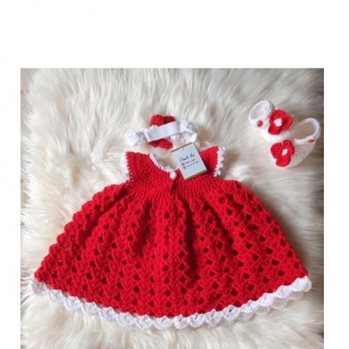 Red Crochet Baby Gown Dress